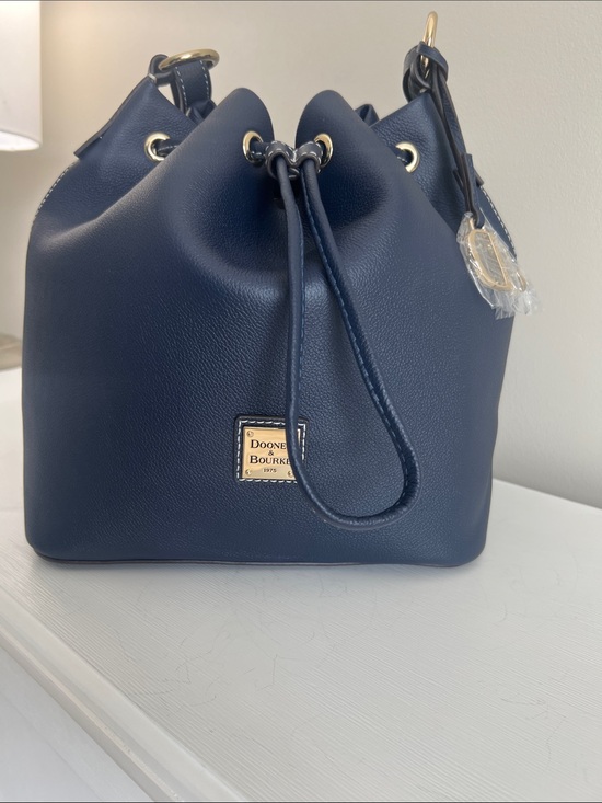 Dooney & Bourke Handbags - Dooney & Bourke Sorrento Leather Drawstring Navy Style # BMILA2541NVNV